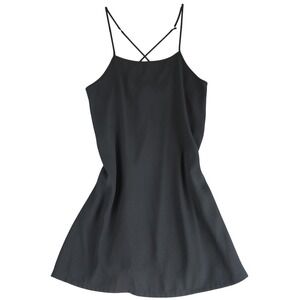 Vintage 90s GAP Mini Slip Dress Womens S Black Spaghetti Strap Minimalist Grunge